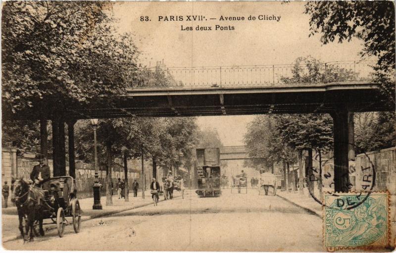 Carte postale ancienne Avenue de Clichy - Les deux Ponts à Paris 17e