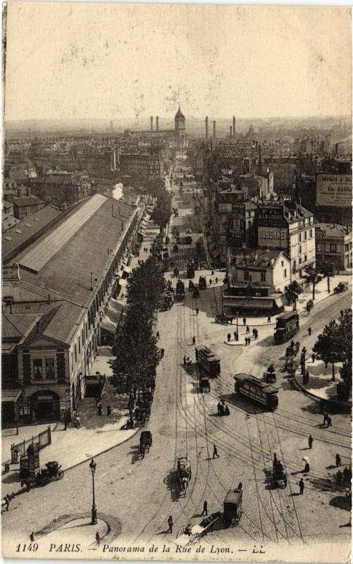 Carte postale ancienne Paris 12e Rue de Lyon Panorama à Paris 12e