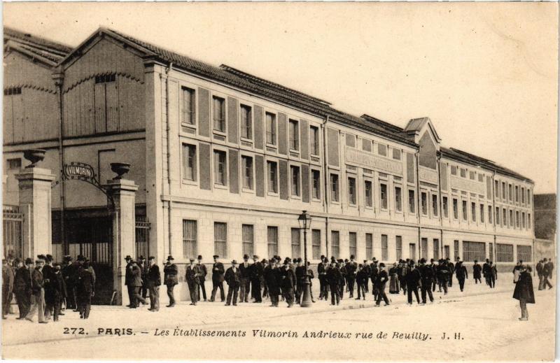 Carte postale ancienne Paris 12e Rue de Reuilly Etabl. Vilmorin Andrieux à Paris 12e