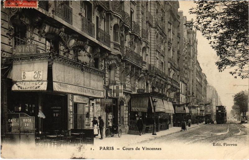 Carte postale ancienne Paris 12e Cours de Vincennes à Paris 12e