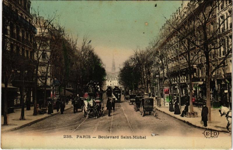 Carte postale ancienne Paris 6e Bd Saint-Michel à Paris 6e