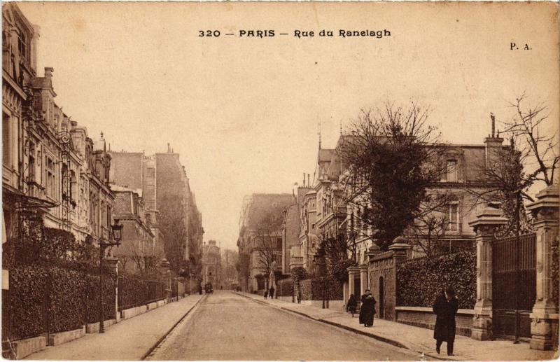 Carte postale ancienne Rue du Ranelagh à Paris 16e