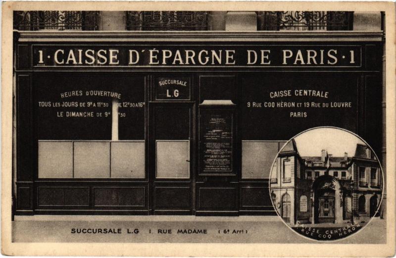 Carte postale ancienne Paris 6e 1, Rue Madame Caisse d'Epargne à Paris 6e