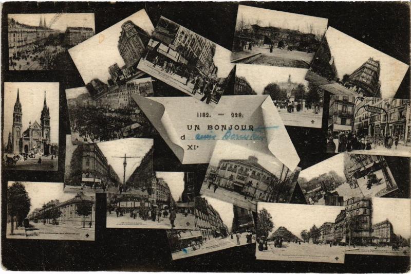 Carte postale ancienne Paris 11e Un Bonjour à Paris 11e