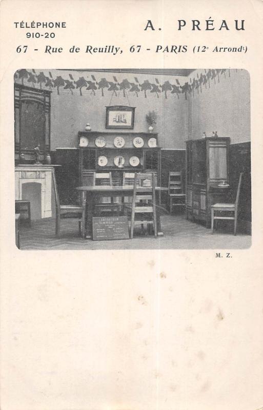 Carte postale ancienne Paris XIIe - A.preau - Interieur Mobilier - Rue De Reuilly à Paris 12e