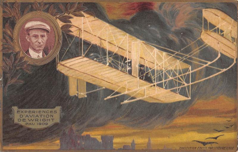 Carte postale ancienne Aviation - Experiences D'Aviation De Wright - Pau 1909 - Lefevre Utile