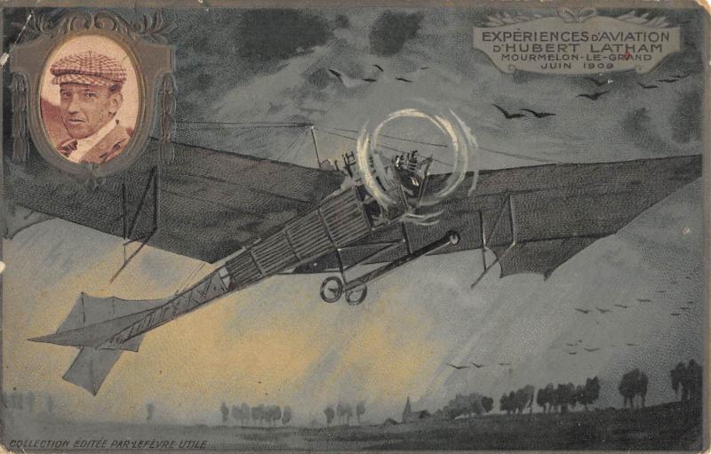 Carte postale ancienne Aviation - Biplan Voisin - Experience D'Aviation D'Hubert Latham Mourmelon L