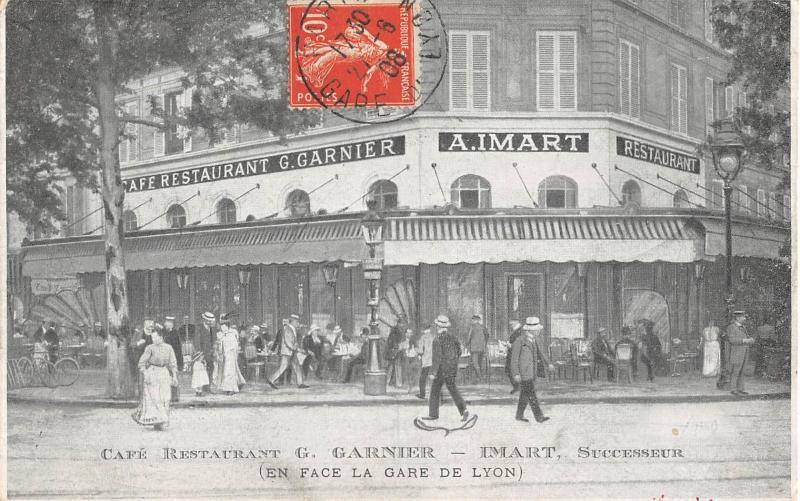 Carte postale ancienne Paris XIIe - Cafe Restaurant G.garnier - Imart Successeur - Face Gare De à Paris 12e