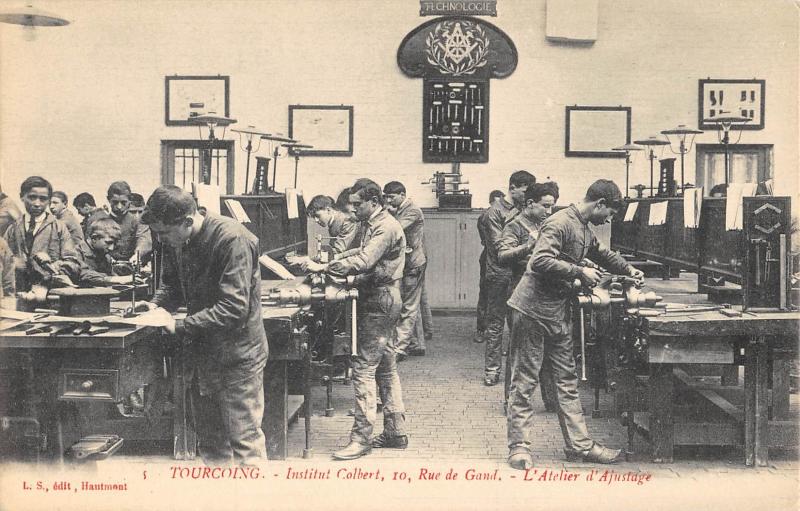 Carte postale ancienne Tourcoing - Institut Colbert Rue De Gand - Atelier D'Ajustage - cpa rare à Tourcoing