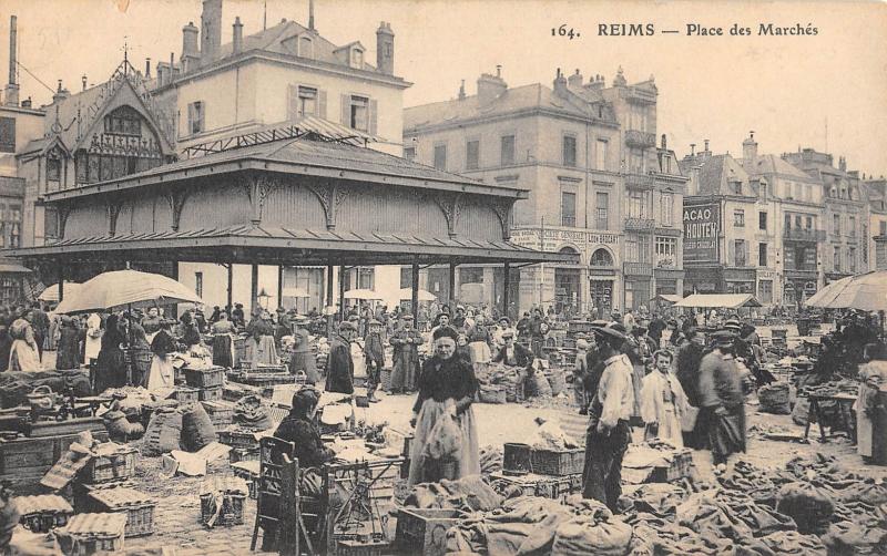 Carte postale ancienne Reims - Place Des Marches à Reims