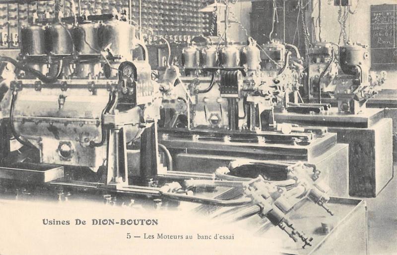 Carte postale ancienne Usines De Dion Bouton - Les Moteurs Au Banc D'Essai