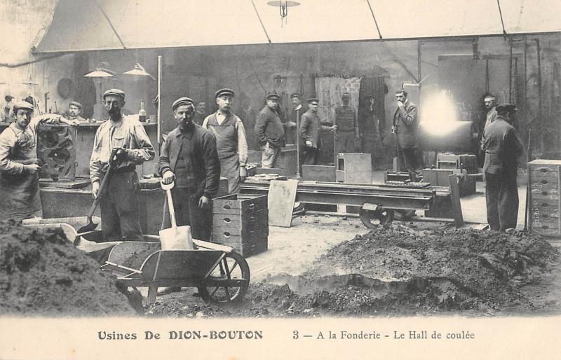 Carte postale ancienne Usines De Dion Bouton - A La Fonderie - Le Hall De Coulee