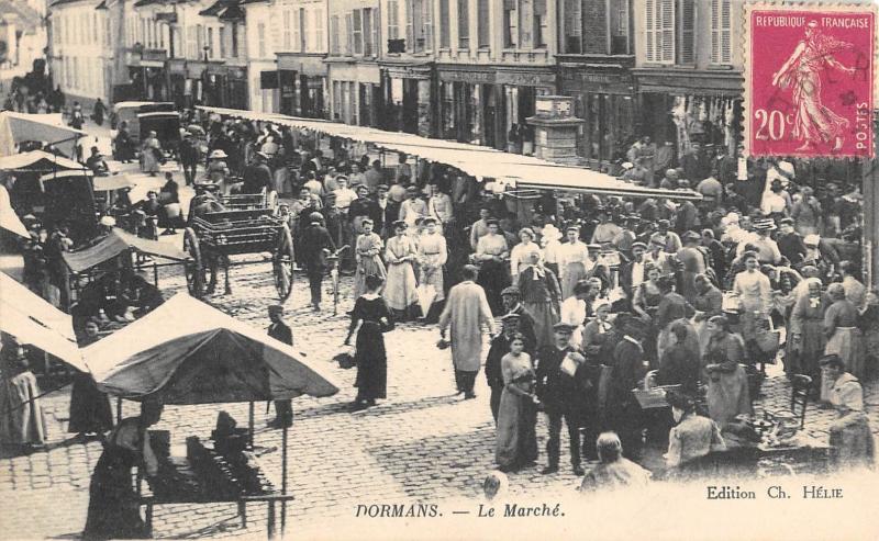 Carte postale ancienne Dormans - Le Marche à Dormans