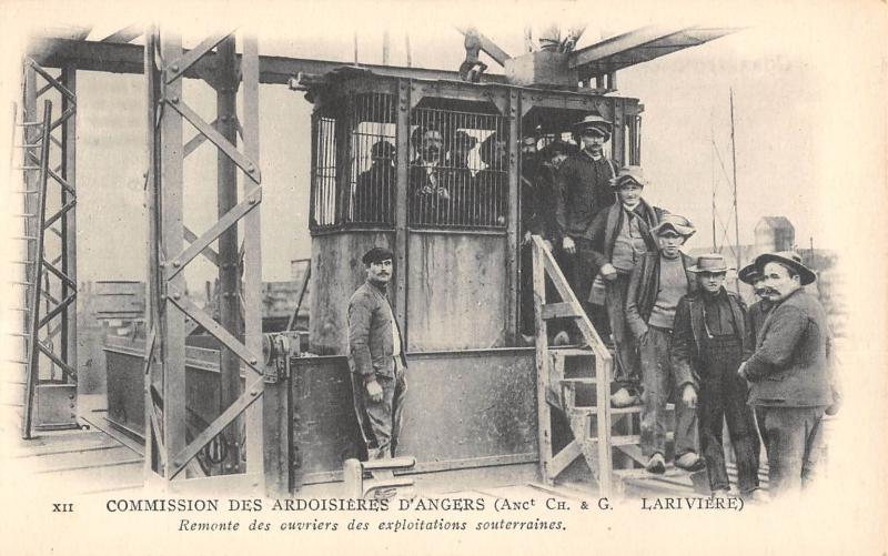 Carte postale ancienne Commission Des Ardoisieres D'Angers - Remonte Des Ouvriers à Angers