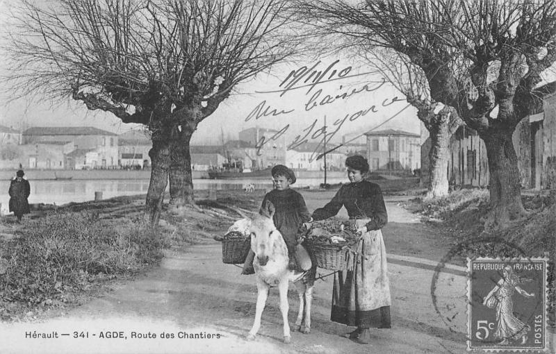 Carte postale ancienne Agde - Route Des Chantiers à Agde