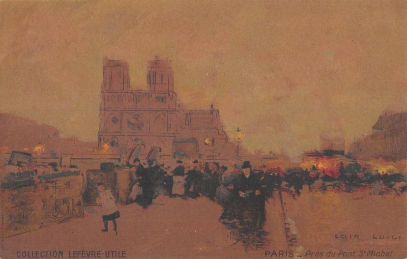 Carte postale ancienne Paris - Cpa Illustrateur - Collection Lefevre Utile - Pres Pont Saint-Michel à Paris