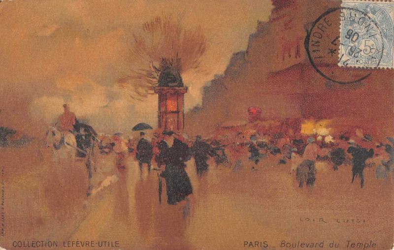 Carte postale ancienne Paris - Cpa Illustrateur - Collection Lefevre Utile - Boulevard Du Temple à Paris