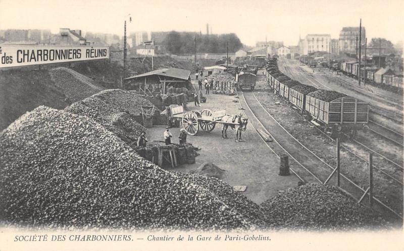 Carte postale ancienne Paris - Sté Des Charbonniers - Chantier De La Gare De Paris Gobelins à Paris