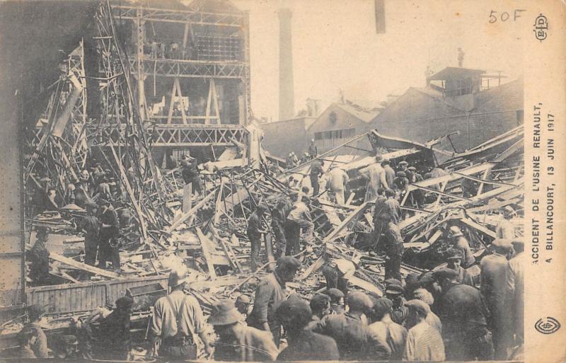 Carte postale ancienne Billancourt - Accident De L'Usine Renault