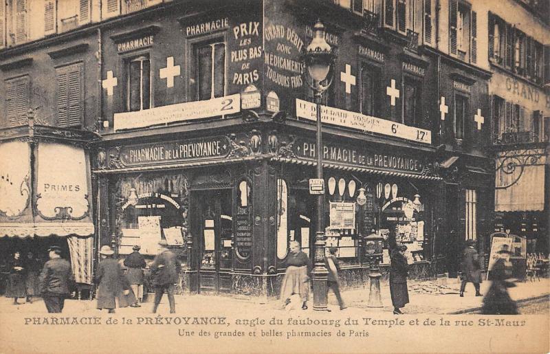 Carte postale ancienne Paris Xe - Pharmacie De La Prevoyance - Angle Du Faubourg Du Temple Et De à Paris 10e