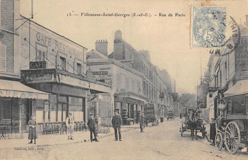 Carte postale ancienne Villeneuve Saint Georges - Rue De Paris à Villeneuve-Saint-Georges