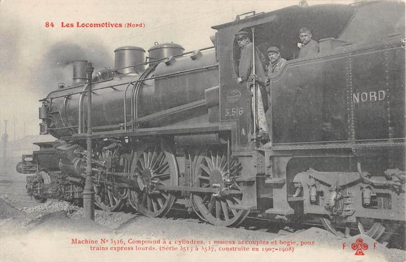 Carte postale ancienne Train - Les Locomotives - Nord - Machine N°3516