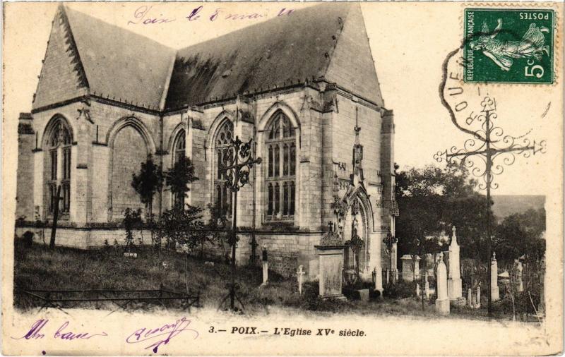 Carte postale ancienne Poix eglise
