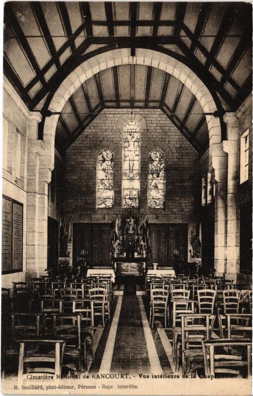 Carte postale ancienne Rancourt interieur de la chapelle à Rancourt