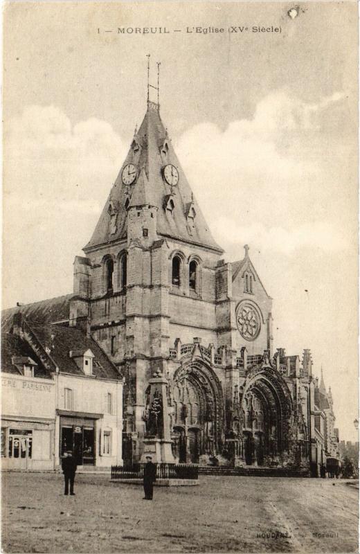 Carte postale ancienne Moreuil eglise à Moreuil