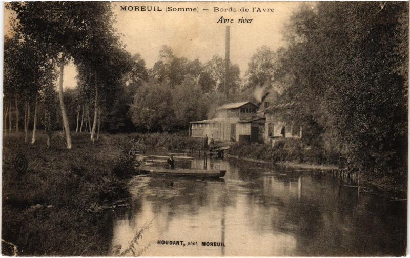 Carte postale ancienne Moreuil Bords de l'Avre à Moreuil