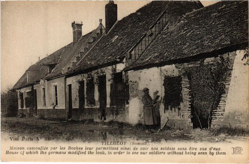 Carte postale ancienne Tilloloy Maison camouflee à Tilloloy