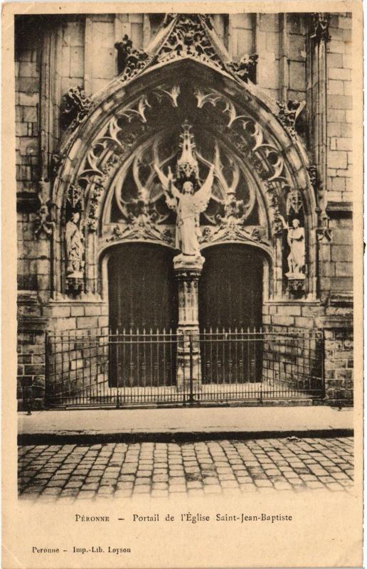 Carte postale ancienne Peronne Portail de l'eglise