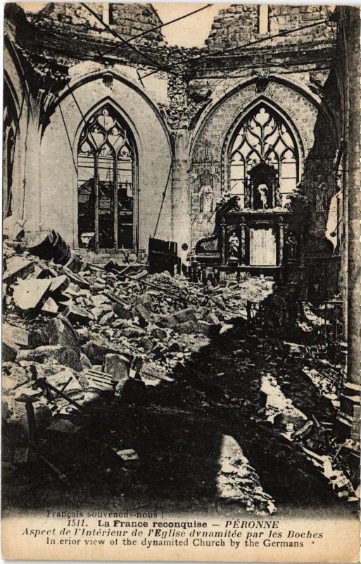 Carte postale ancienne Peronne Aspect de l'interieur de l'eglise