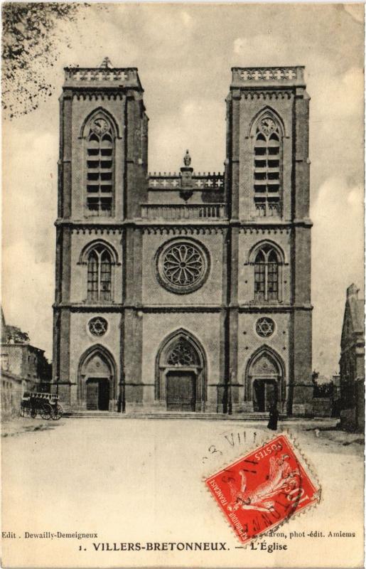 Carte postale ancienne Villers Bretonneux eglise à Villers-Bretonneux