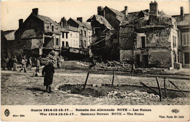 Carte postale ancienne Roye les ruines