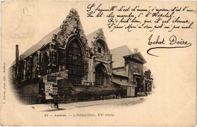 Carte postale ancienne Amiens Hotel Dieu à Amiens