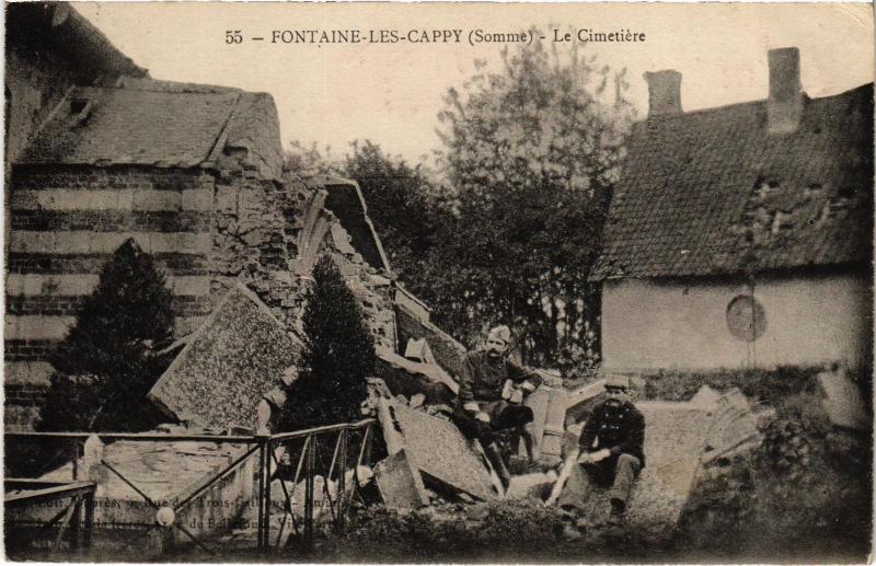 Carte postale ancienne Fontaine les Cappy le Cimetiere à Cappy