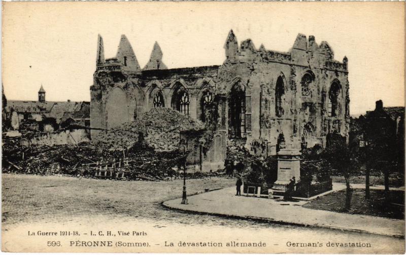 Carte postale ancienne Peronne la devastation allemande