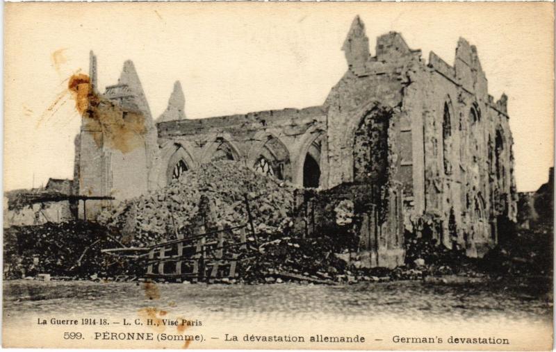 Carte postale ancienne Peronne la devastation allemande