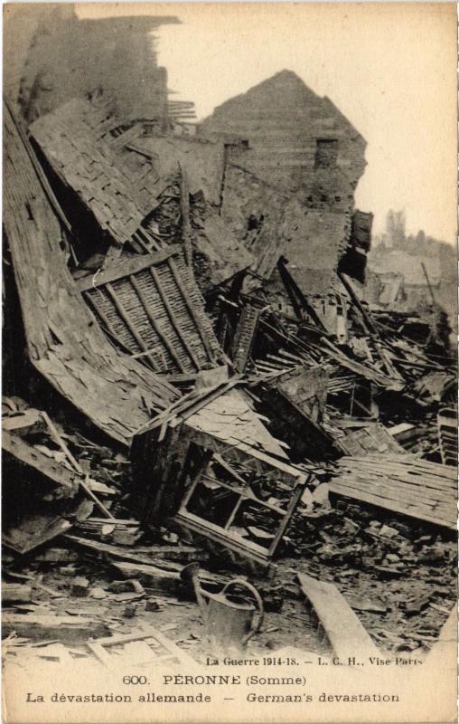 Carte postale ancienne Peronne la devastation allemande