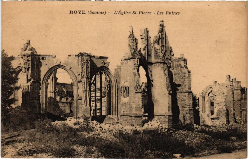 Carte postale ancienne Roye Eglise Saint-Pierre les ruines