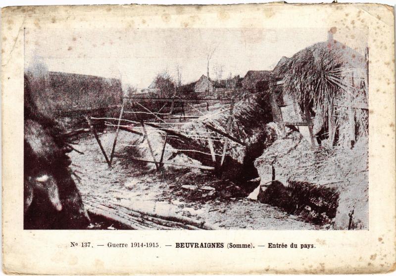 Carte postale ancienne Beuvraignes entree du pays à Beuvraignes