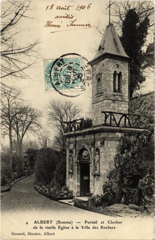 Carte postale ancienne Albert Portail et Clocher de l'eglise à Albert