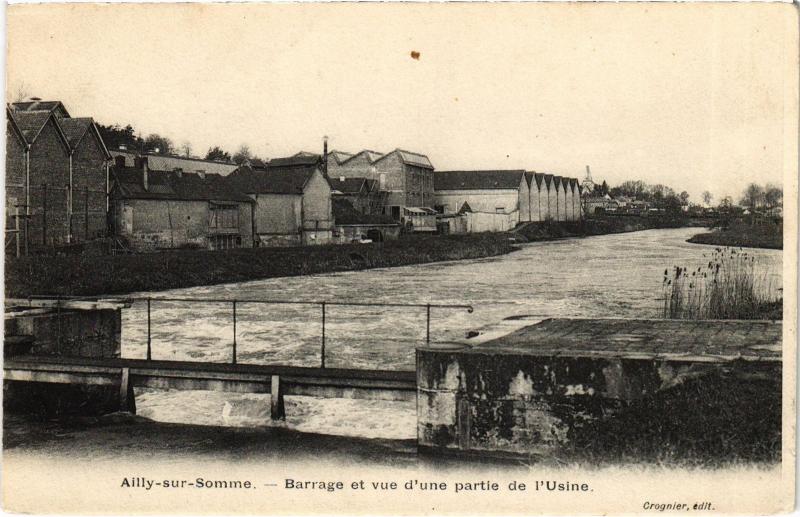 Carte postale ancienne Ailly sur Somme Barrage et vue d'une partie de l'Usine à Ailly-sur-Somme