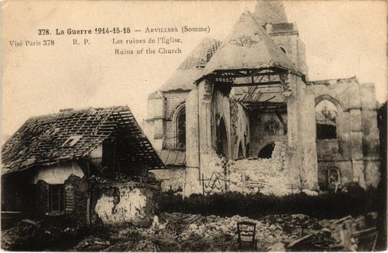 Carte postale ancienne Arvilliers Ruines de l'eglise