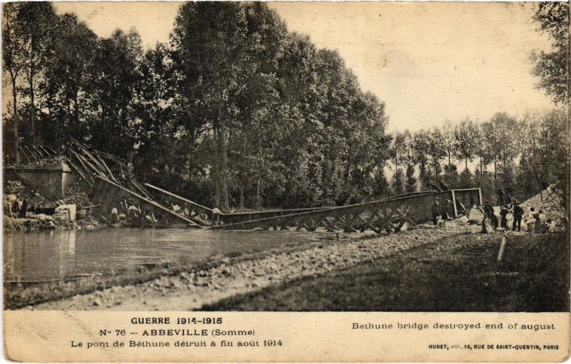 Carte postale ancienne Abbeville Pont de Bethune à Abbeville