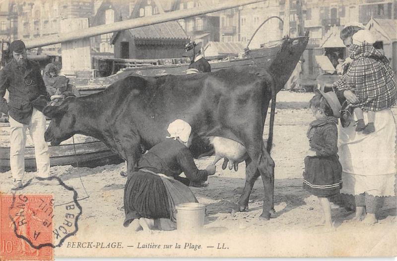 Carte postale ancienne Berck Plage - Laitiere Sur La Plage à Berck