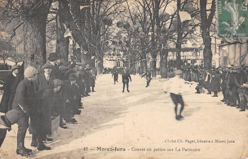 Carte postale ancienne Morez-Jura - Course En Patins Sur La Patinoire