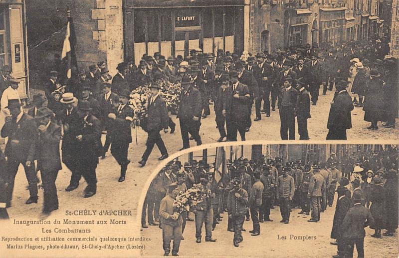 Carte postale ancienne Saint Chely D'Apcher - Inauguration Du Monument Aux Morts - Les Combattan à Saint-Chély-d'Apcher