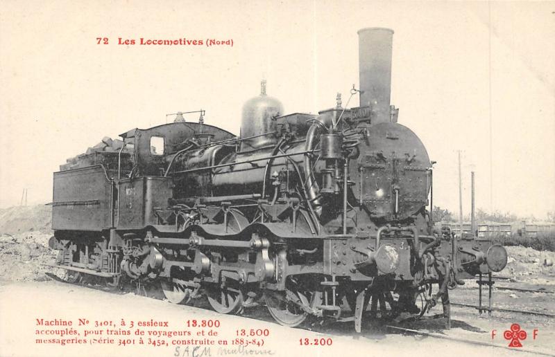 Carte postale ancienne Train - Les Locomotives (Nord) - Machine N°3401